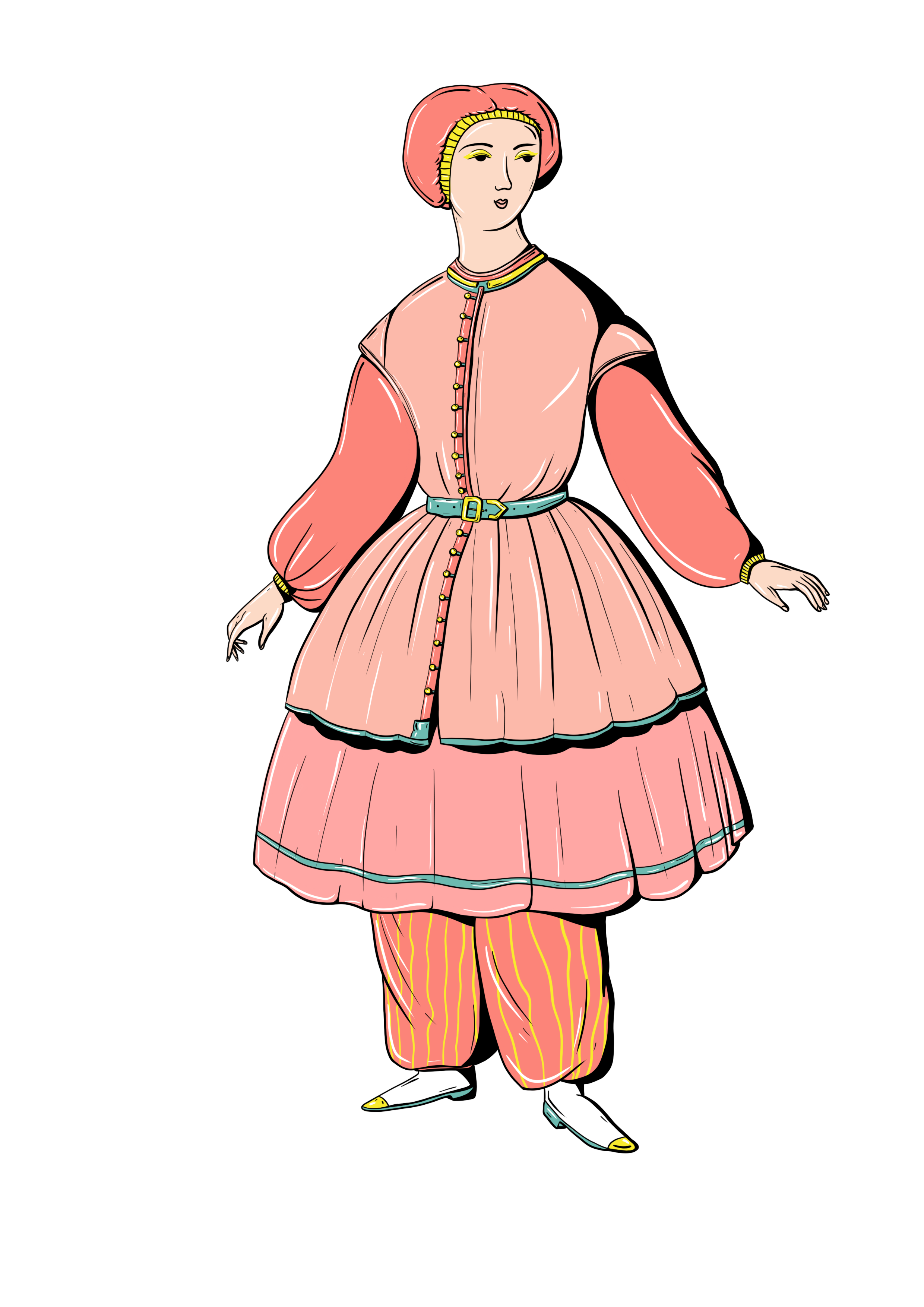 illustration d'une tenue de bain du dix-neuvième siècle