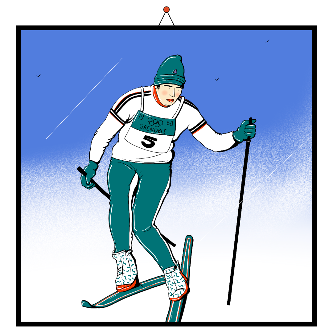 dessin d'une skieuse